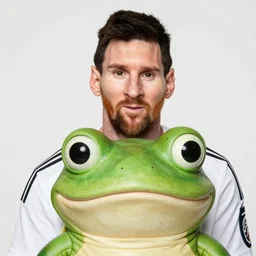 closeup portrait of Lionel Messi dressed as toad, Nintendo, by Steve McCurry and David Lazar, natural light, detailed face, CANON Eos C300, ƒ1.8, 35mm, 8K, medium-format print