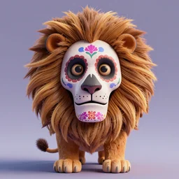 a 3 d render of de los muertos portrait of aferal lion in the style of the movie coco ( 2 0 1 7 )