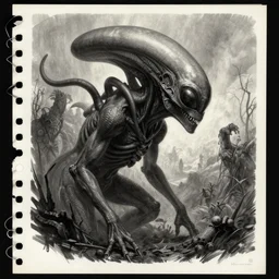 asset sheet, material study ( caricature ) alien by mark ryden dark foreboding