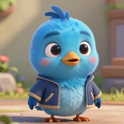 anthropomorphic cute blue bird character wearing a jacket, Disney Pixar, in the style of ‘how to train your dragon’, ‘kung fu panda’ ‘zootopia’ ‘wreck it Ralph’ ‘luca’ etc, high detail, detailed feathers and fur, 3d render