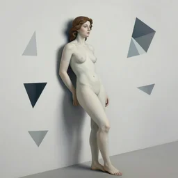 an anamorphosis painting of a woman leaning against the wall, fragments, fututre, past, inspired by lise deharme, albrecht durer, abstract, a level art, intricate, pop surrealism, digital poster, ornately detailed, photorealism, trending in artstation