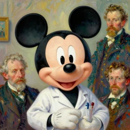 colorful impressionist inked cute mickey mouse doctor rembrant, john singer sargent, leyendecker, greg rutkowski, robert hagan