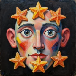 intricate five star licorice monster facial portrait by pablo picasso, oil on canvas, hdr, high detail, photo realistic, hyperrealism, matte finish, high contrast, 3 d depth, centered, masterpiece, vivid and vibrant colors, enhance light effect, enhanced eye detail, artstationhd