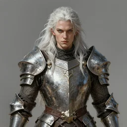 barbarian, plated armor!!! long wild white hair!! covered chest!!! fantasy, d & d, intricate ornate details, digital painting, pretty face!!, symmetry, concept art, sharp focus, illustration, art by artgerm! greg rutkowski magali villeneuve wlop! ilya kuvshinov!!, octane render