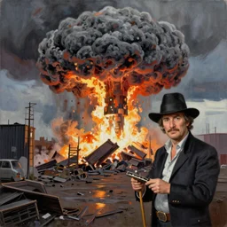 bob ross painting of a nuclear holocaust