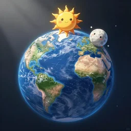 earth - chan, sun - chan and moon - chan art, art station, cute