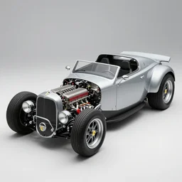 Ferrari hotrod car with an exposed V12 engine, highly detailed, sharp focus, art by Greg Rutkowski and WLOP