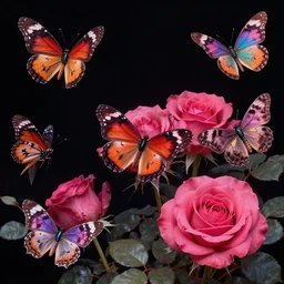 Butterflies, moths and roses, album cover, doom metal, no logo, chromatic