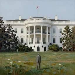 painting of the white house by rene magritte, hd, 4 k, detailed, award winning