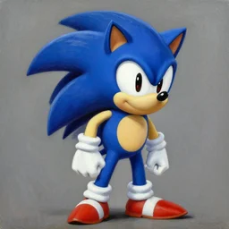 Sonic the hedgehog, oil painting, Michelangelo