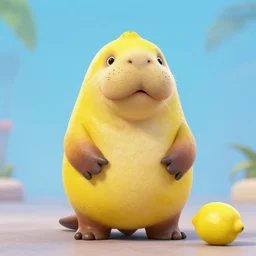 a yellow lemon walrus lemon from the latest disney pixar film, stopmotion animation, detailed, cgi, greg, ross tran, rendered in unreal engine, bizarre, lemon