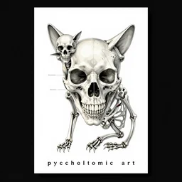 “ psychedelic poster art ” cat skeleton aerial horror shape medical diagram “ optical illusion ” 1 0 2 4 x 1 0 2 4
