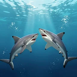 concept art of two sharks battling