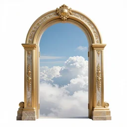 magic portal gate, transparent background with a picture of heaven, ultra wide shot, lush colors, in the style of greg rutkowski and hans zatzka, digital art, sharp focus, highly realistic, exquisite ornate metal gothic icon heavy patina, delicate, enchanting, otherworldly, ethereal, mythology, mystical