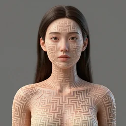 : women with maze pattern skin all over hyper detailed dalle2 3d render unity gigapixel  unrealengine octane