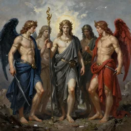 gods visiting the underworld, realistic paint, 8k