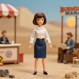 jackie kennedy at burning man, activity play centre, stop motion vinyl action figure, plastic, toy, wayne barlowe style