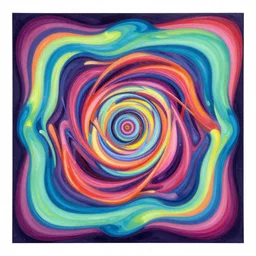 Layered colorful magic spells in guernica style. Neon geometric acrylic swirl artwork. Elemental envelopment of the arcane master mage's ritual