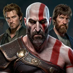 a highly detailed beautiful portrait of j. k. simmons as kratos, by gregory manchess, james gurney, james jean