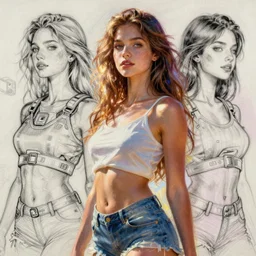 cyborg girls, Painting By John Howe, DAZ, hyperrealistic, octane render, dynamic lighting, intricate detail, summer vibrancy, cinematic, Drawing, Line Art, by Anthony Van Dyck