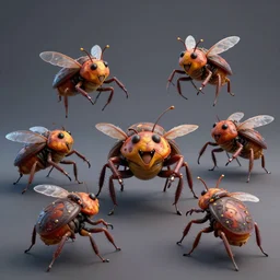 bugs engaging in an illegal, criminal activities, highly detailed 3D render made in Cinema4D for Ubisoft Studios