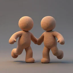 illustration of two twin small clay simple figurines, dynamic lighting, trending on artstation, digital art ( by brad rigney ) ( by greg rutkowski ) ( by artur treffner )
