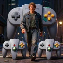 Nintendo64 Screenshots, A man walking in a dark city at night, Nintendo64