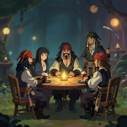 Pirates in a tavern,  cgsociety, fantasy art, 2d game art, concept art ,  ambient occlusion, bokeh, behance hd , concept art by Jesper Ejsing, by RHADS, Makoto Shinkai ,Cyril Rolando, face of characters by artgem