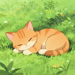orange kitten sleeping in the park, makoto shinkai, trending on artstation