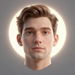 A beautiful digital art of a man's head is floating in the air, surrounded by a halo of light. His eyes are wide open and his mouth is gaping in a scream. His hair is wild and his clothes are in tatters. Behind him is a dark, ominous forest.  by Arthur Elgort subdued, ornamented