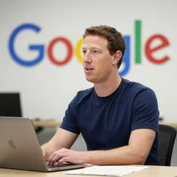 photo of mark zuckerberg working at google