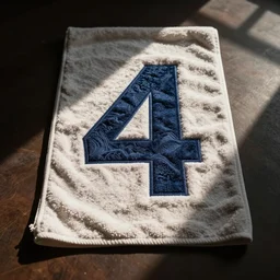 a towel, the number 4 2