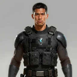 portrait of a man by greg rutkowski, he is about 2 0 years old, samoan features, tall and muscular, black short hair, wearing the tactical gear of the galactic federation, star wars expanded universe, highly detailed portrait, digital painting, artstation, concept art, smooth, sharp foccus ilustration, artstation hq