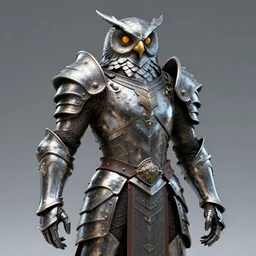warrior with metal owl armour, highly detailed, 4k, HDR, award-winning, octane render