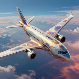 the airplane flies across the sky, where it goes is in your mind. detailed concept art. octane render. hdr. colorful. space age. superscience. stunning. ornate and intricate linework. sharp focus. dynamic lighting. ultrafine. hyperdetailed.