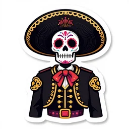 mexican day of the dead, sticker style art, trending on artstation, greg rutkowski, john singer sargent, crop top, intricate