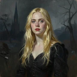 Painting of Elle Fanning in the painted world of dark souls, by Edward Hopper. 8K. Extremely detailed.