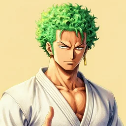 full body portrait art of tatsumaki from one punch man, art by kuvshinov ilya, intricate, sharp focus, very detailed, warm colors, vibrant colors, detailed face, tatsumaki with green curly hair