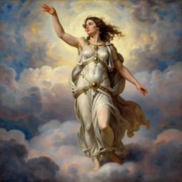 Full body oil painting of the beautiful goddess Gal Gadot as Venus, she is wearing roman clothes and a surreal jewelry, her hair is natural disheveled, she is approaching heaven over the clouds, naturalism, dramatic lighting, high-detailed oil painting by Ilya Repin, Michelangelo da Caravaggio, William Blake, Alex Grey and Beksinski, trending on Artsation, hystorical painting, naturalism, masterpiece, 4k, 8k,