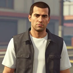 a portrait of a character by stephen bliss, in the style of grand theft auto, gta cover art, no text