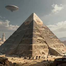 an intricate concept art of the pyramid as alien mothership, concept art, style by dylan cole and tyler edlin art, environment design, unreal engine, octane render, cinematic lighting,
