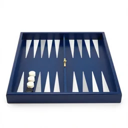 sapphire blue backgammon board, 8k product photo, isolated on a pure white background, centered, entire object in frame, sharp focus, soft studio lighting
