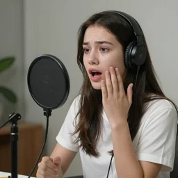 a teenage egirl recording during an earthquake, shocked expression, video still, smooth, sharp, high quality, ultra hd, 8 k resolution, high detail