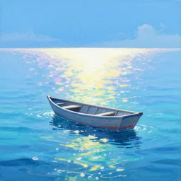 a beautiful scanned scenery sonic sanity scenic pain paint pointing painting painting of never, always an esoteric ecstatic static boat not moving but floating on the crying iridescent sea. by fkey! and wlop!