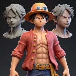 3 d model of luffy as a pirate, portraiture, zbrush, mari, arnold, xgen, houdini, blender, sculpt, render, photorealism, hyperrealism, character design, portraits, r 3 ds wrap, unreal engine 5, octane, smooth
