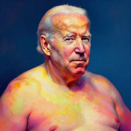 A psychedelic portrait of immensely obese john biden, vibrant color scheme, highly detailed, in the style of romanticism, cinematic, artstation, Moebius, Greg rutkowski