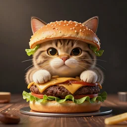cute and powerful cat burger battle card