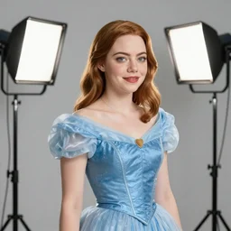emma stone as a disney princess, professional studio lightening, volumetric lightening, photorealism