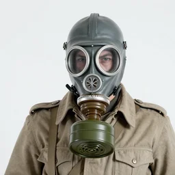portrait of futuristic world war 1 russian soldier with gas mask, white background, dripping paint, greg rutkowski, craig mullins, ash thorpe, fibonacci rhythm ar