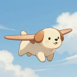 digital painting depicting a flying cute planedog